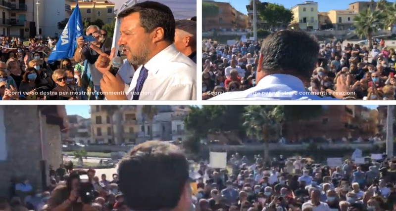 Lega_ una marea di persone per accogliere Salvini in Calabria