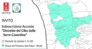 Distretto del Cibo, il 26 ottobre a Rende la firma dell'accordo