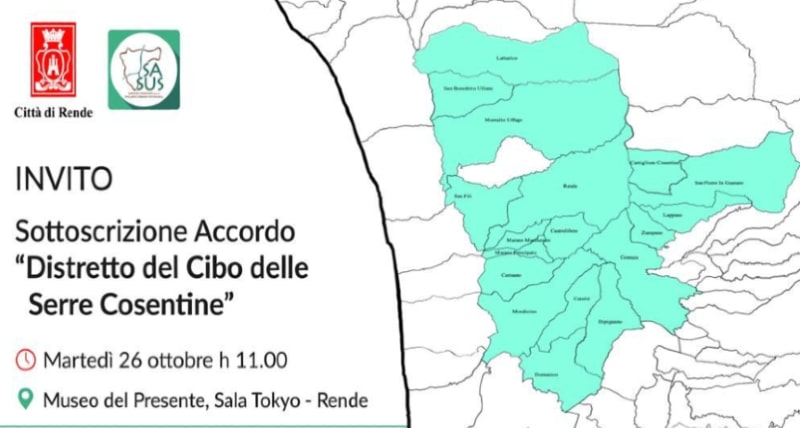 Distretto del Cibo, il 26 ottobre a Rende la firma dell'accordo
