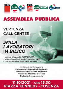Vertenze Contact Center calabresi: assemblea pubblica lunedì 11 ottobre a Cosenza