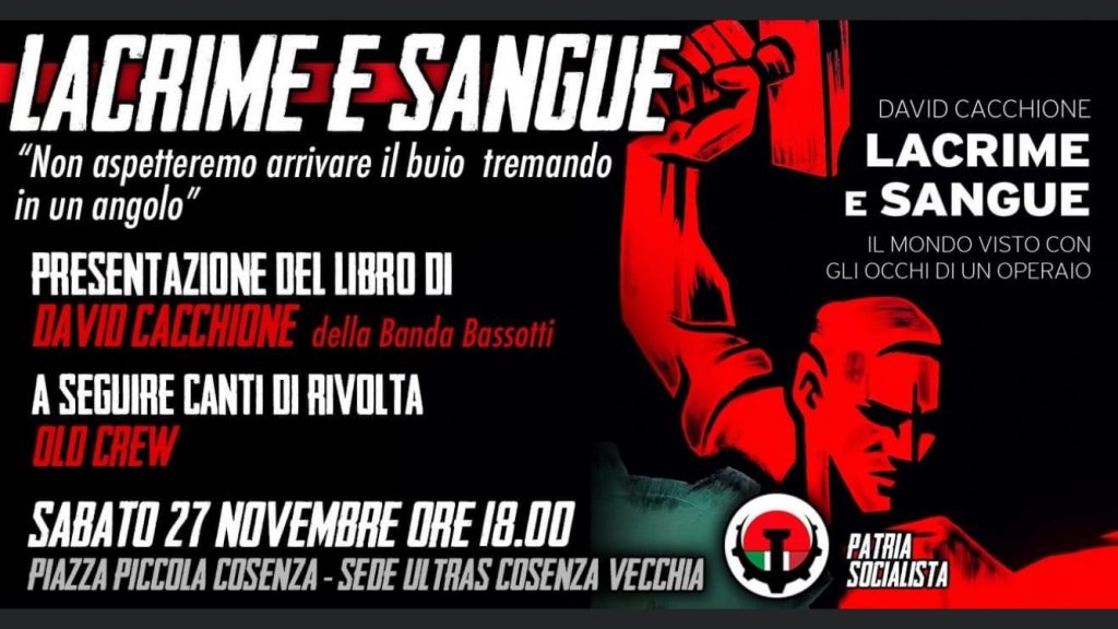 A Cosenza arriva “Lacrime e sangue” il nuovo libro di David Cacchione
