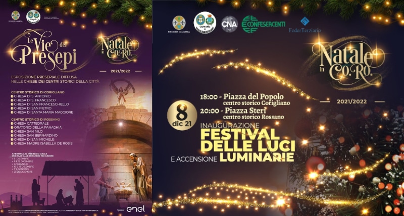 Corigliano-Rossano, Natale in Co.Ro l'8 dicembre si partirà con il Festival delle Luci