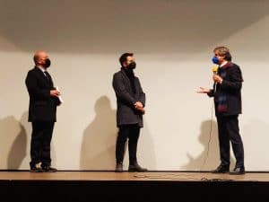 il produttore, il regista e il Presidente della commissione cultura Mimmo Frammartino