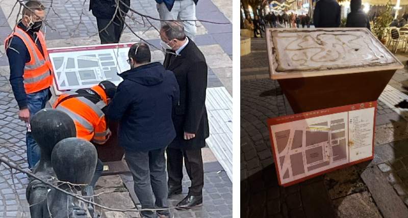 Cosenza, ripristinata la mappa del percorso tattile oggetto di vandalismo