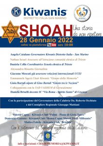 Kiwanis Italia, il 28 gennaio l'evento "Shoah una storia da non ripetere"