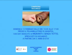 Al via i Vax Day ad Amantea destinati ai Migranti e Senza Tetto 2
