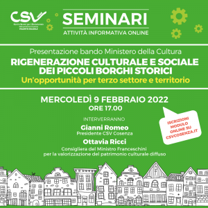 seminario-borghi CSV (Centro Servizi per il Volontariato) della provincia di Cosenza