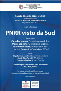 Unical, il 30 aprile tavola rotonda su "PNRR visto da Sud"