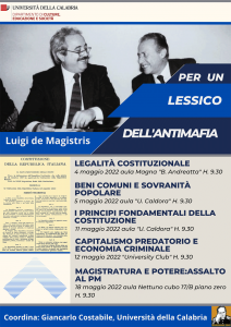 Unical, il 4 maggio seminario di Pedagogia "Per un lessico dell’Antimafia"