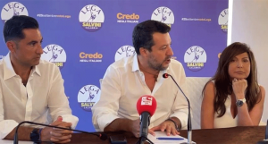Domenico Furgiuele, Matteo Salvini e Simona Loizzo a Corigliano Rossano