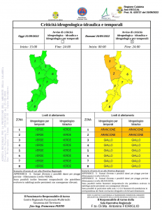 Maltempo in Calabria, allerta gialla e arancione per lunedì 26 settembre