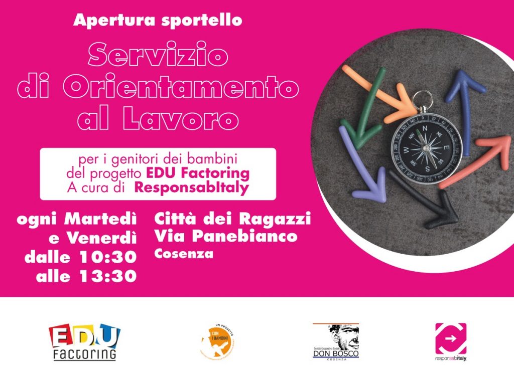 Cosenza, alla Città dei Ragazzi lo sportello orientamento lavoro