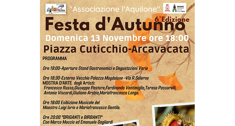 Tutto pronto ad Arcavacata per la Festa d’Autunno di domenica 13 novembre