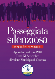 Giornata contro la violenza sulle donne, passeggiata della Lega a Cosenza