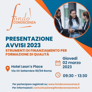 Presentazione degli Avvisi 2023 di Fondoconoscenza