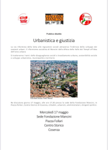 Fondazione Mancini, il 17 maggio incontro dibattito sul tema "Urbanistica e Giustizia"