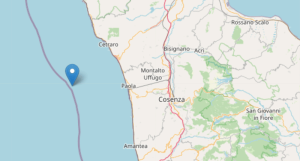 Terremoto di magnitudo 4.8 a largo del Tirreno cosentino