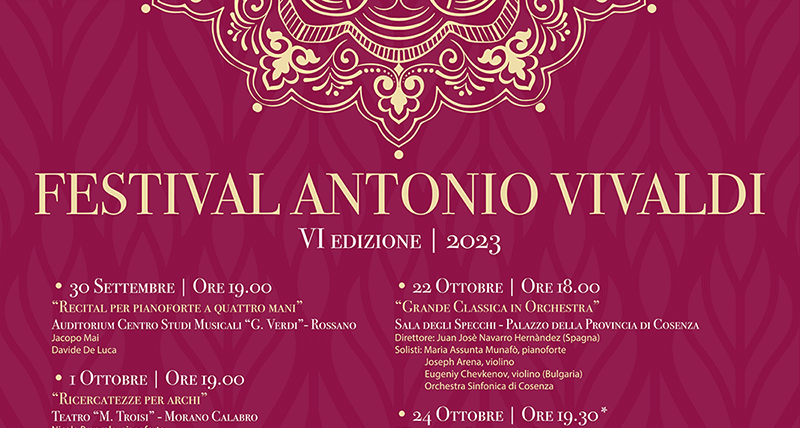 Cosenza, tutto pronto per la sesta edizione del Festival Antonio Vivaldi