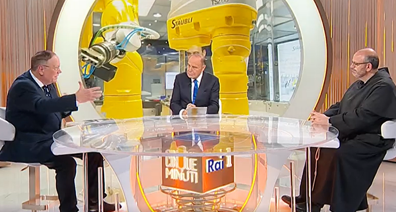 Cinque Minuti 18 gennaio 2024 Bruno Vespa Paolo Benanti Georg Gottlob