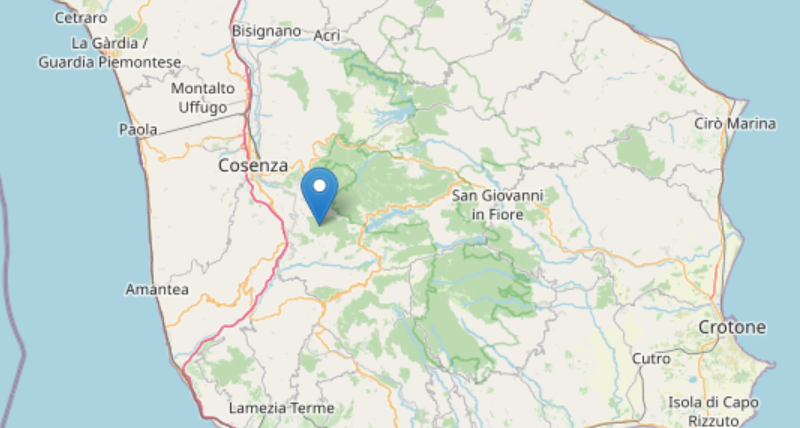 Scossa di terremoto in Calabria con epicentro a Cellara e magnitudo 3.7