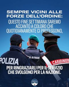 Cosenza, dirigenti ed eletti nazionali e locali di FdI fanno visita a Polizia, Carabinieri, Guardia di finanza