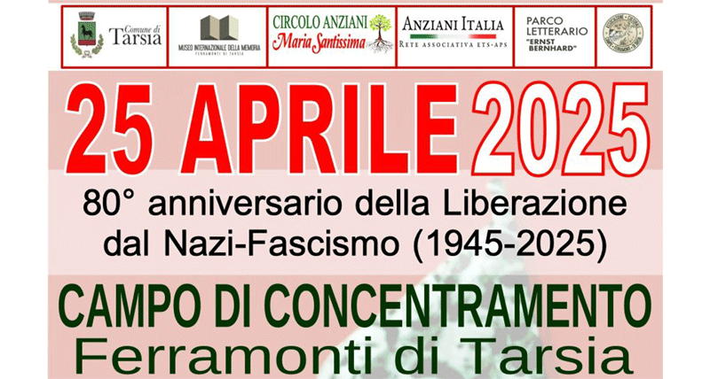 Ferramonti, 25 aprile: Tarsia celebra 80 anni di Liberazione e riparte dalla Cattedra della Pace