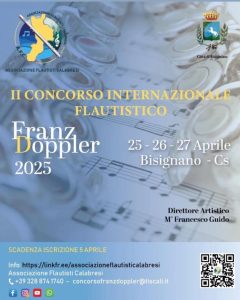 Locandina Bisignano concorso internazionale flautistico Franz Doppler 2025