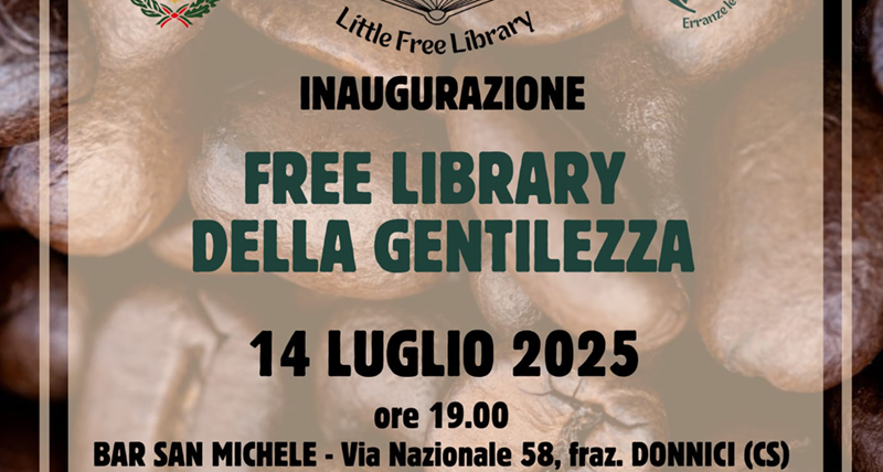 Cosenza, a Donnici la 18esima Free Library: inaugurazione il 14 luglio
