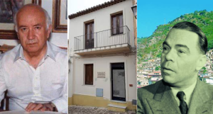 Saverio Strati, la casa di Saverio Strati e Corrado Alvaro con alle spalle San Luca