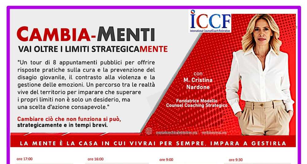 “CAMBIAMENTI”: il tour strategico di Maria Cristina Nardone sbarca in Calabria