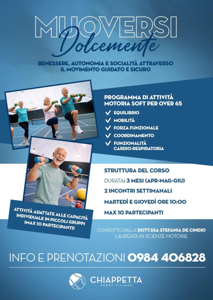 Moversi Dolcemente programma per over 65 al Chiappetta Sprot Village di Rende