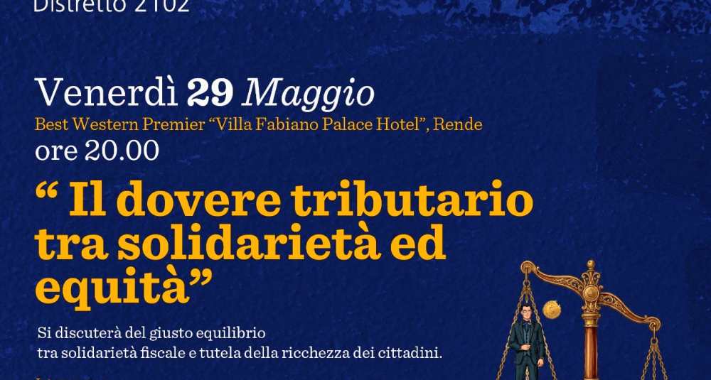 Il Rotary Club di Rende mette al centro il fisco e l’equità sociale: confronto di alto profilo tra esperti