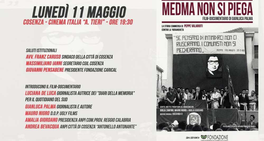 Festival “Voci di Legalità”, a Cosenza la memoria di Peppe Valarioti rivive al Cinema Italia