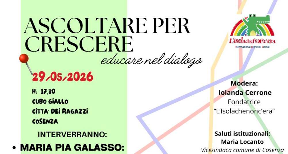 Cosenza, “Ascoltare per crescere”: esperti a confronto alla Città dei Ragazzi