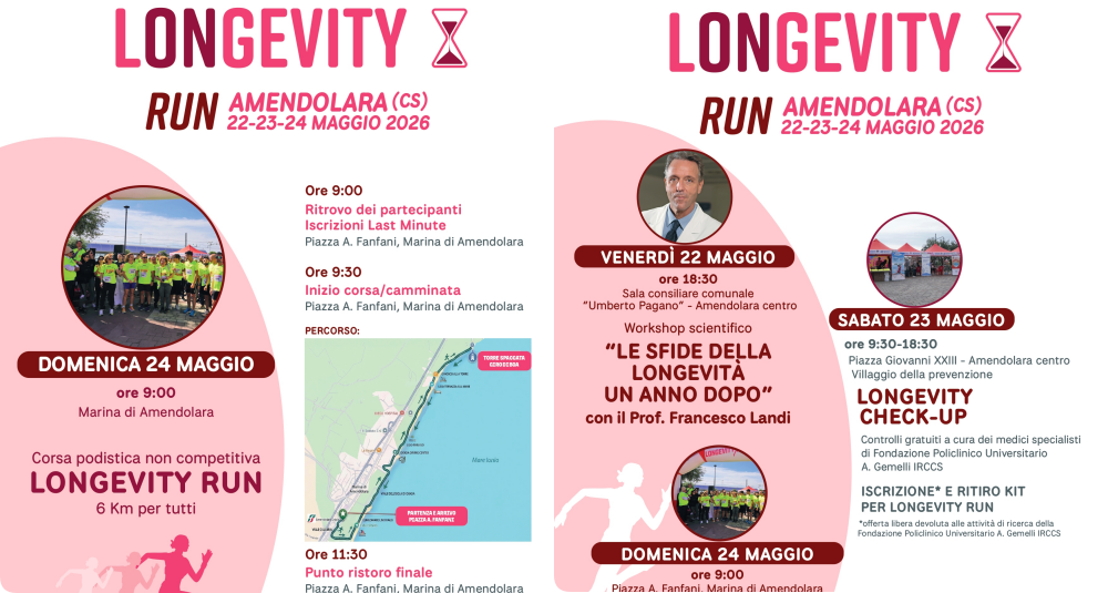 Torna la Longevity Run ad Amendolara: salute e benessere a portata di cittadino