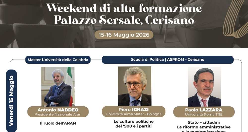 Cerisano si conferma hub della formazione: a Palazzo Sersale arrivano Colombo, Ignazi, Lazzara e Naddeo