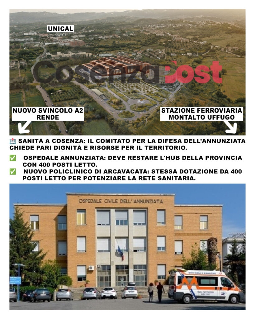 400 posti letto Ospedale Annunziata e 400 per il Policlinico Universitario di Arcavacata