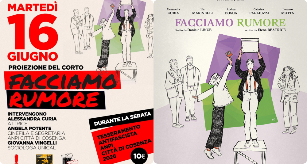 Ottant’anni di voto alle donne, l’Anpi Cosenza presenta il corto “Facciamo Rumore”: proiezione e dibattito in città