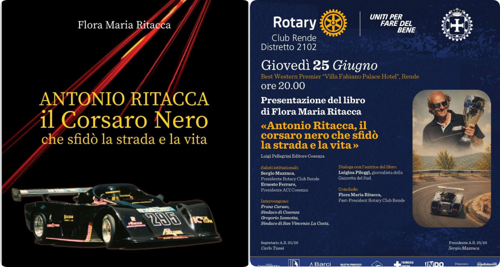 Il Rotary Club Rende celebra il pilota cosentino Antonio Ritacca con un libro sulla sua vita