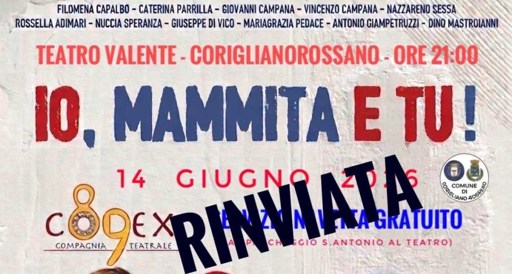 Corigliano-Rossano: lo spettacolo “Io, Mammita e Tu” trasloca nel palinsesto estivo