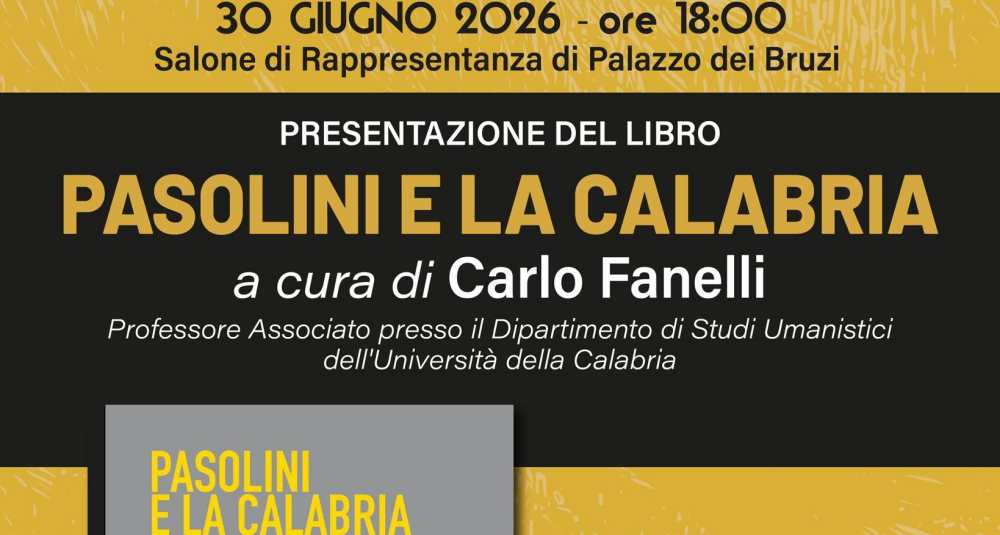 Cosenza, a Palazzo dei Bruzi si presenta il volume “Pasolini e la Calabria”