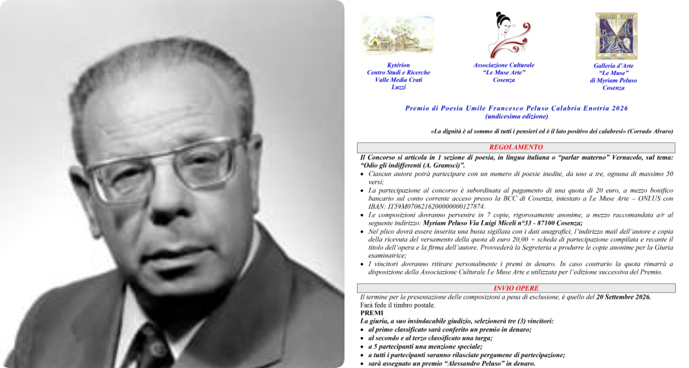 Premio Umile Francesco Peluso Calabria Enotria 2026: quando la poesia diventa atto di dignità