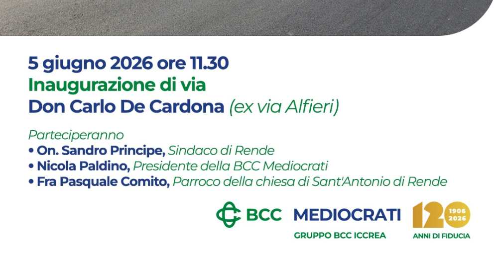 Rende, la ex via Carlo Alfieri diventa via don Carlo De Cardona