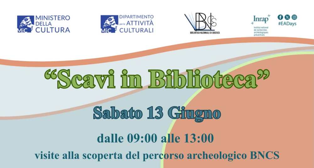 Giornate dell’Archeologia 2026: sabato 13 giugno la Biblioteca Nazionale di Cosenza apre le porte ai cittadini