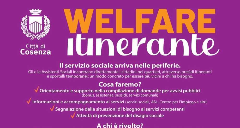 A Cosenza il Welfare itinerante riparte a giugno, tappe a Donnici e via Popilia: il calendario