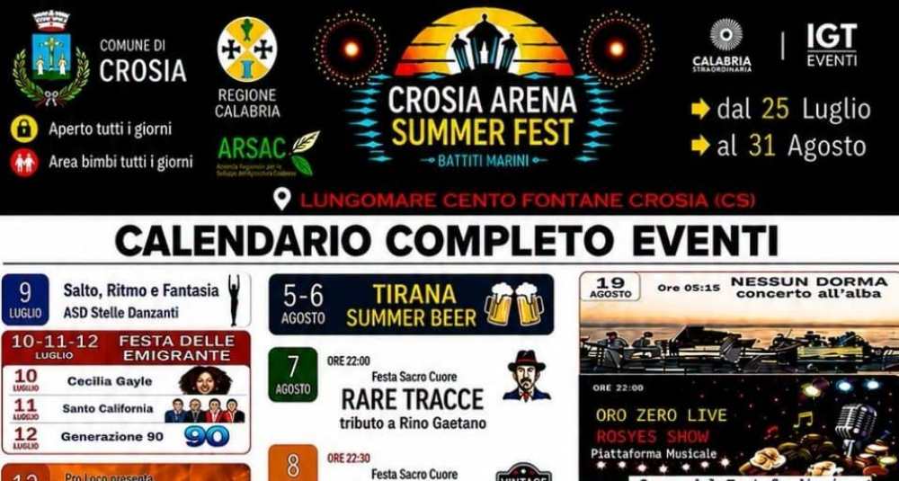 Crosia presenta il calendario estivo 2026: un’estate di eventi, cultura e valorizzazione del territorio