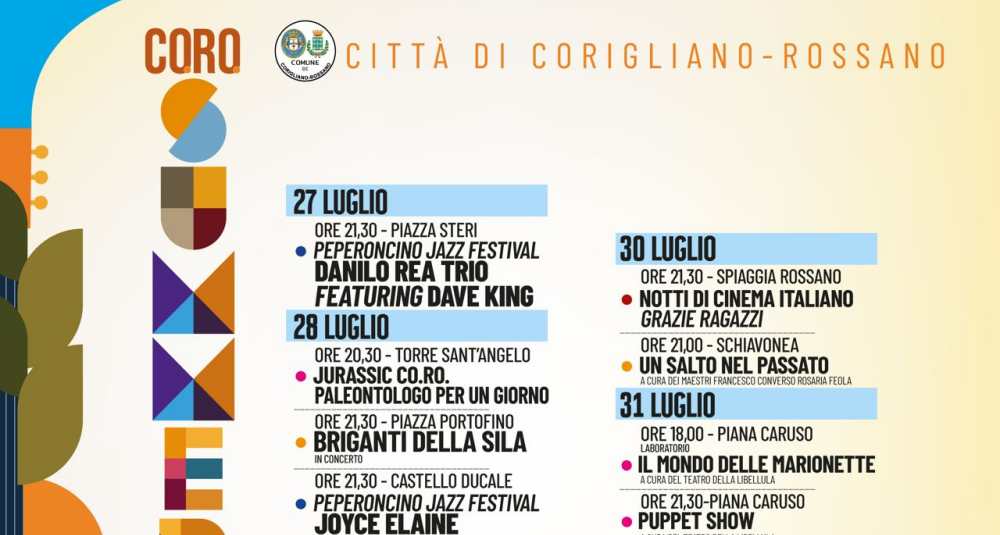 Il Co.Ro. Summer Fest accende la settimana: tutti gli eventi tra piazze e contrade