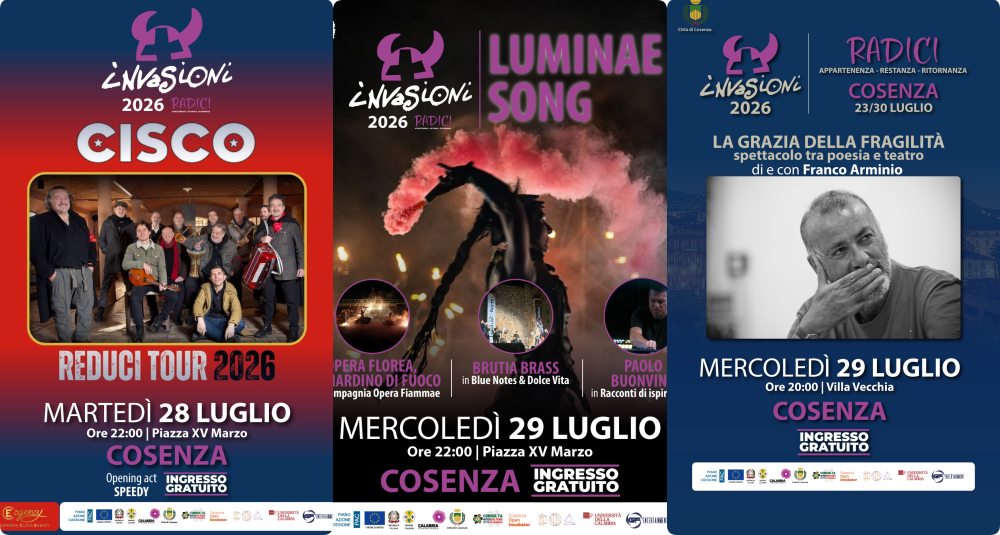 Cosenza, al Festival delle Invasioni arrivano Cisco Bellotti, la poesia di Franco Arminio e la magia del fuoco
