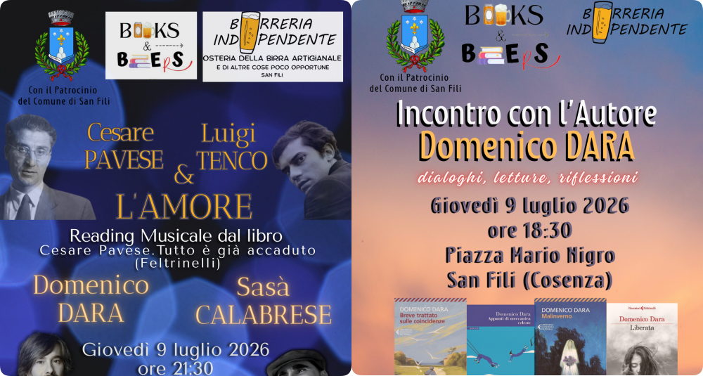 Libri, musica e “restanza”: Domenico Dara a San Fili per un viaggio tra Pavese, Tenco e l’amore