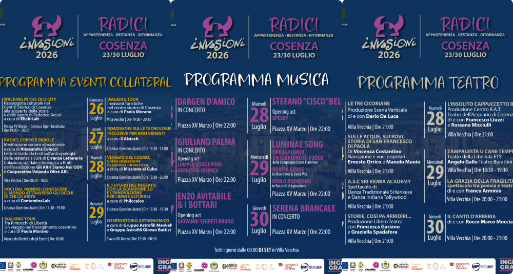 Cosenza, al via il Festival delle Invasioni nel centro storico